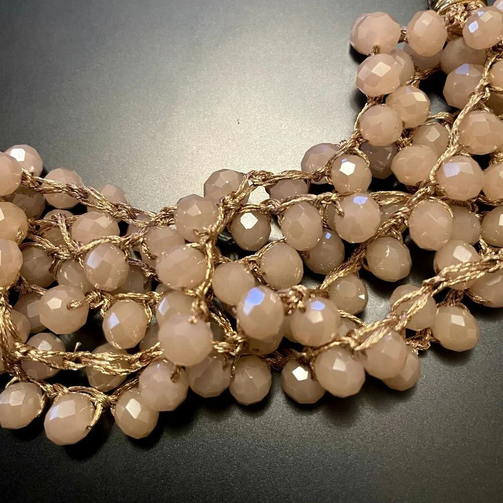 Time Tru Vintage Gold Tone Multi-Strand Pink Beaded Necklace - Picture 4 of 7